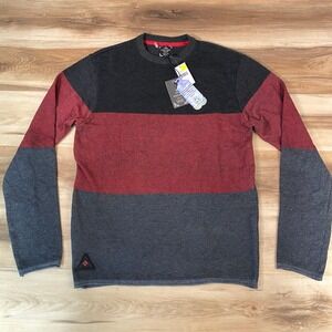 Point Zero Gold Black Label Mens XL Colorblock Textured Knit Sweater Red Gray